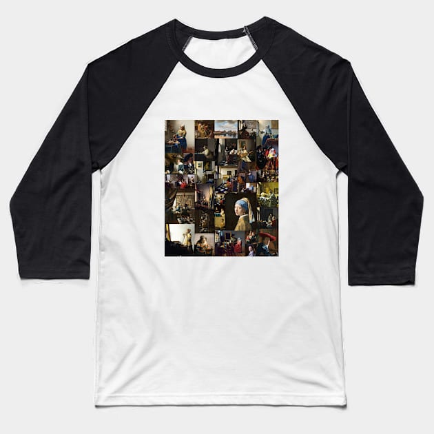 Johannes Vermeer Collage Baseball T-Shirt by phneep